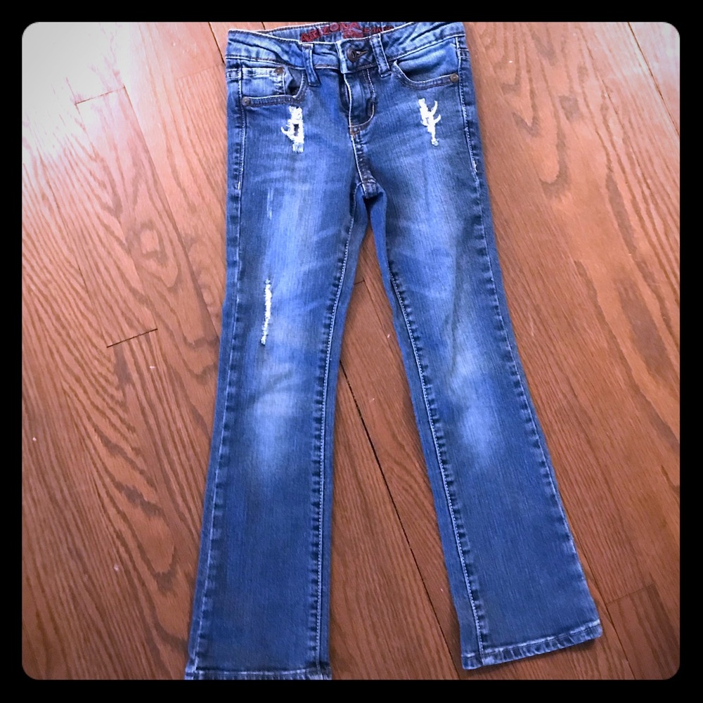 Distressed girls jeans w/adjustable waist size 7/8